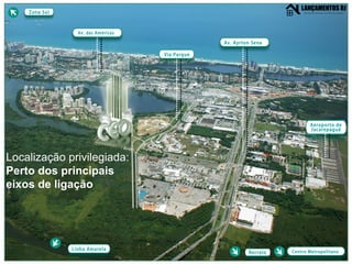 Localização privilegiada: Perto dos principais  eixos de ligação Av. das Américas Av. Ayrton Sena Via Parque Zona Sul Linha Amarela Recreio Centro Metropolitano Aeroporto de Jacarepaguá 