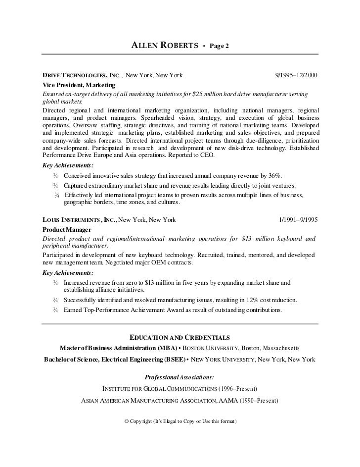 Startup ceo sample resume