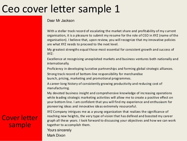 ceo cover letter ceo cover letter