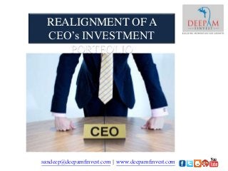 REALIGNMENT OF A
CEO’s INVESTMENT
PORTFOLIO
sandeep@deepamfinvest.com | www.deepamfinvest.com
 