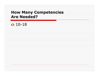 How Many Competencies
Are Needed?

o 10-18
 