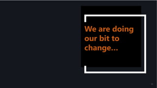 11
We are doing
our bit to
change…
 