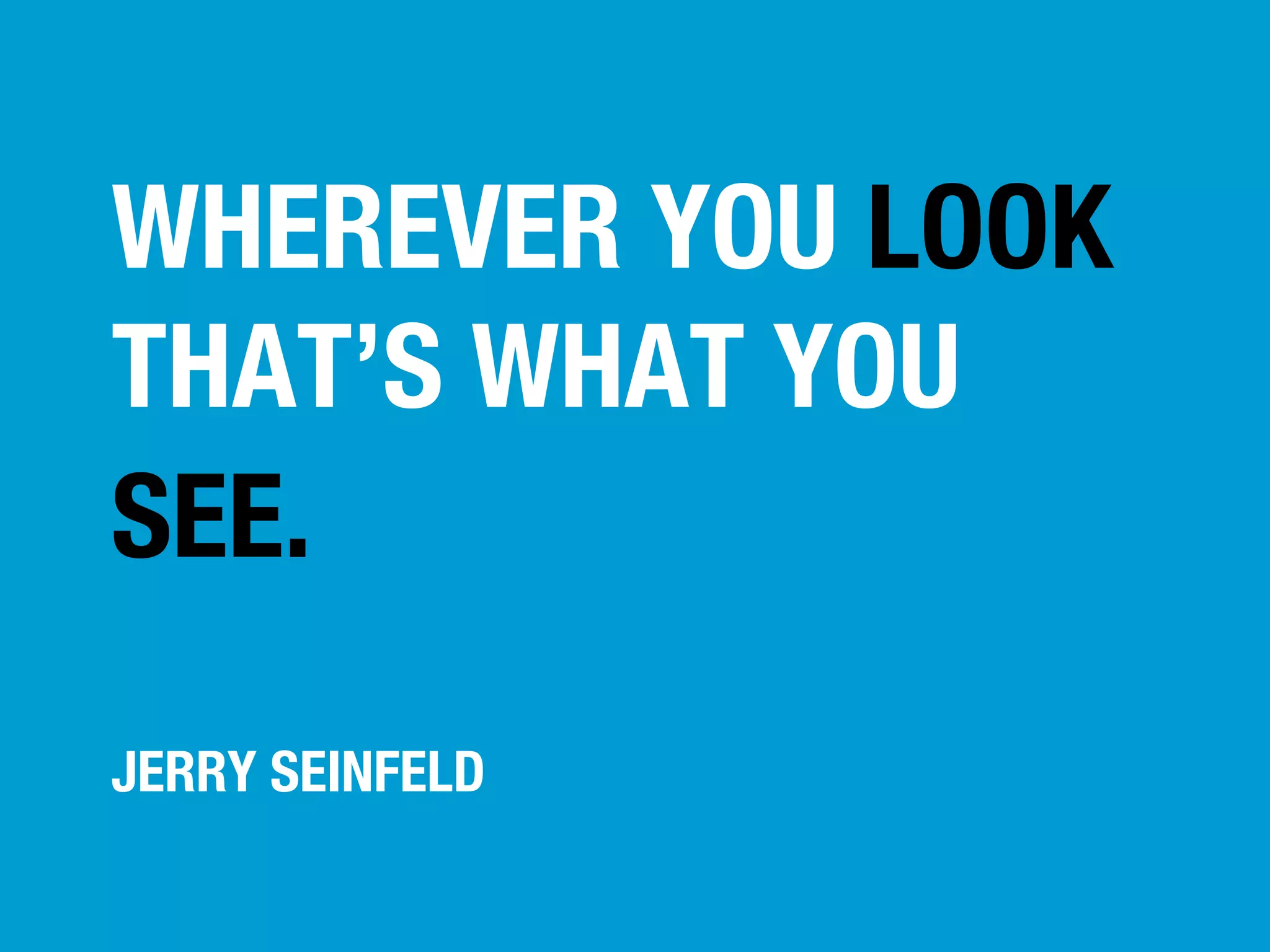WHEREVER YOU LOOK
THAT’S WHAT YOU
SEE.
JERRY SEINFELD

 