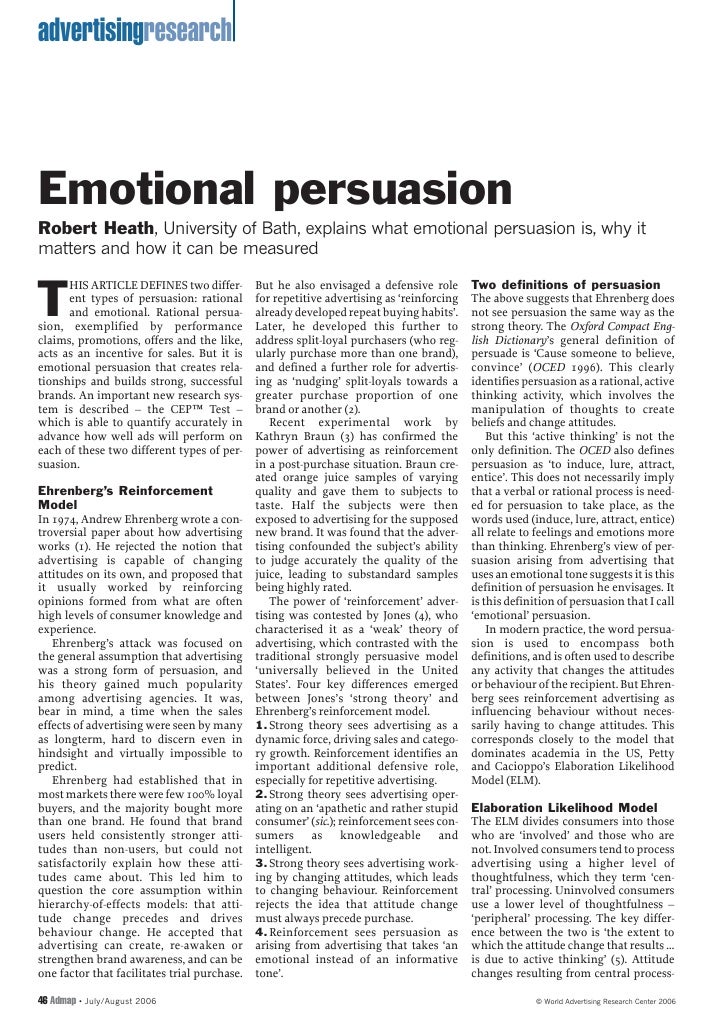 CEP article on emotional persuasion in advertising 