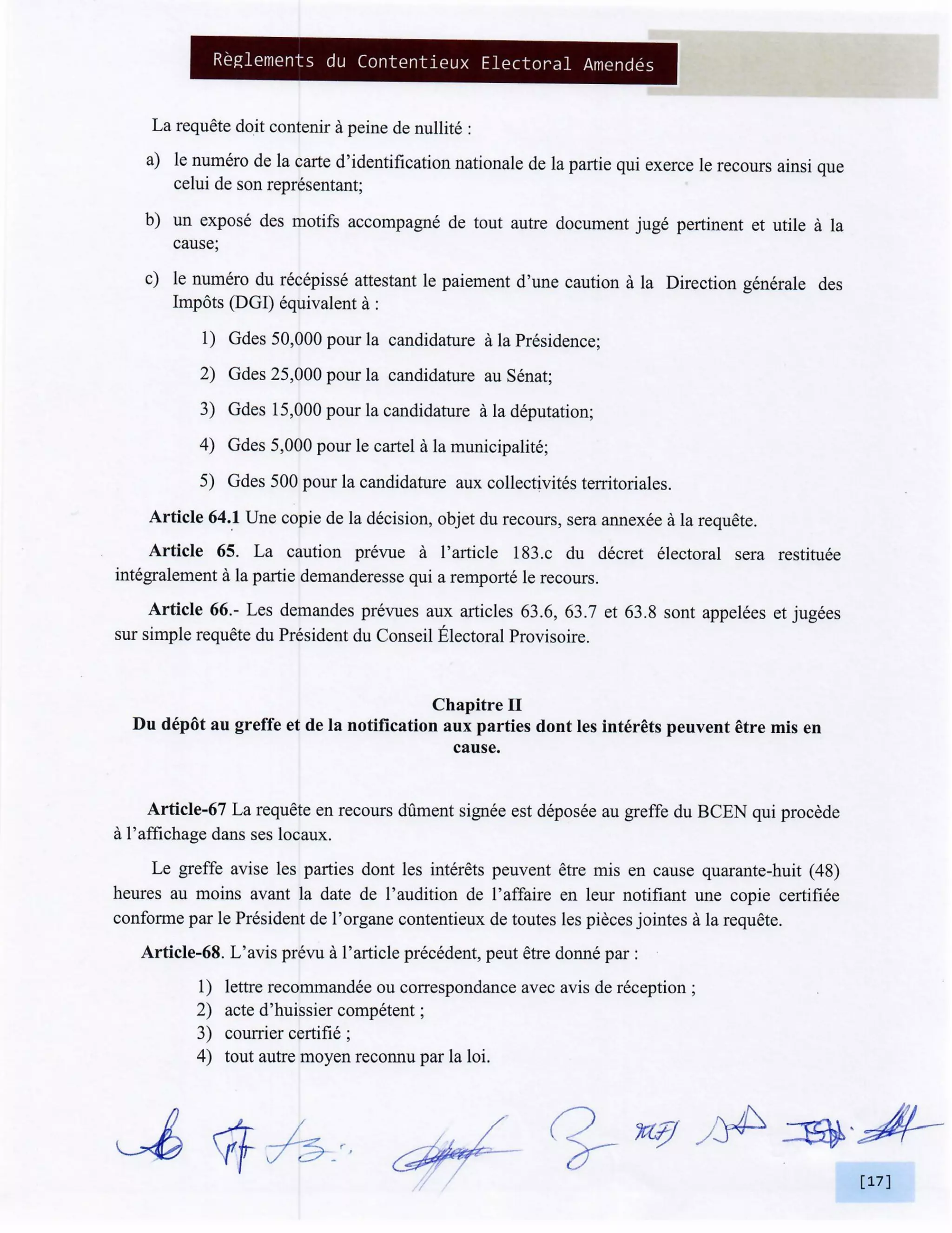 Elections Haiti: Reglements du Contentieux Electoral Amendes BCED et BCEN