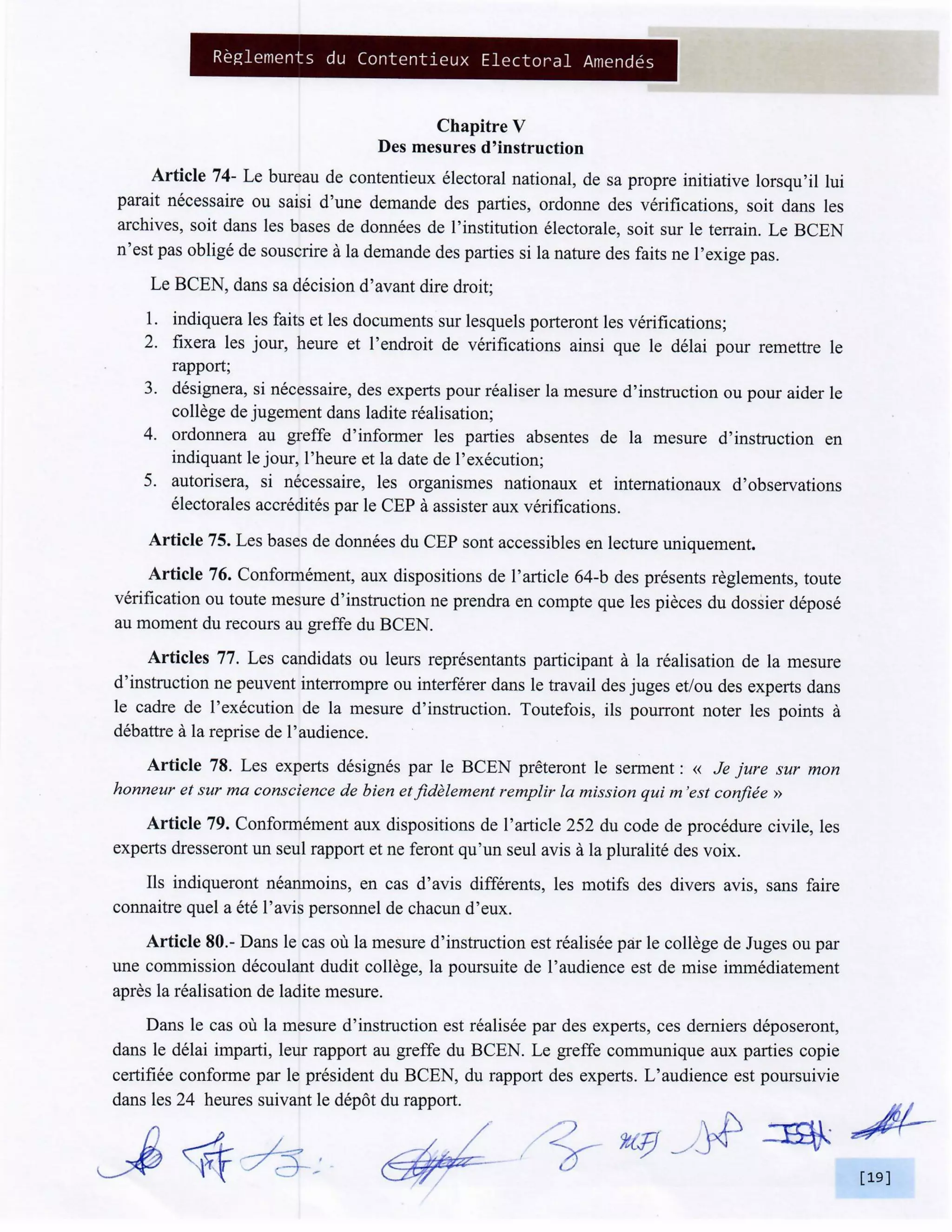 Elections Haiti: Reglements du Contentieux Electoral Amendes BCED et BCEN