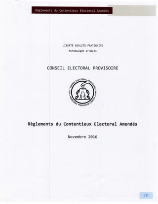 Elections Haiti: Reglements du Contentieux Electoral Amendes BCED et BCEN