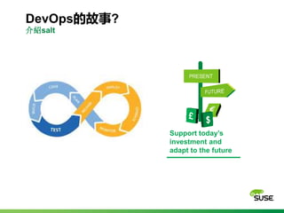 DevOps的故事?
介紹salt
Support today’s
investment and
adapt to the future
 