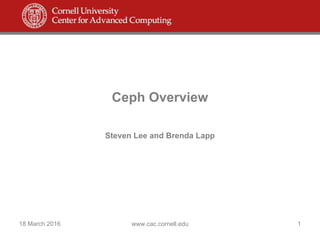 Comprehensive Overview of Ceph Storage Architecture and Features | PDF