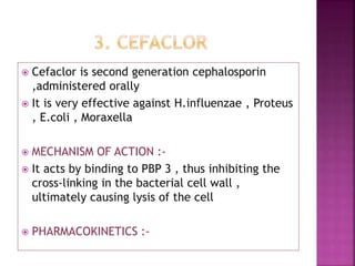 CEPHALOSPORIN ANTIBIOTICS (1).pptx part 1 for pharmacy students 6th sem ...