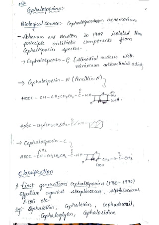 Cephalosporins notes Structures, uses & SAR