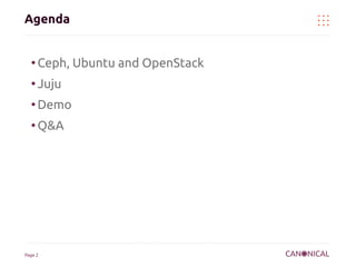 London Ceph Day: Deploying Ceph and OpenStack with Juju | PDF