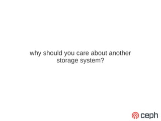 why should you care about another
        storage system?
 