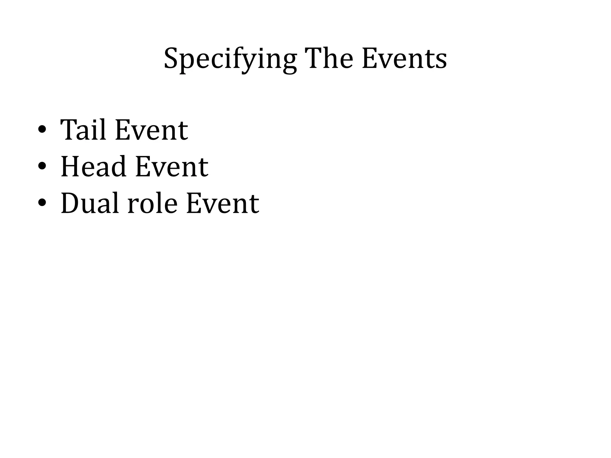 Specifying The Events
• Tail Event
• Head Event
• Dual role Event
 