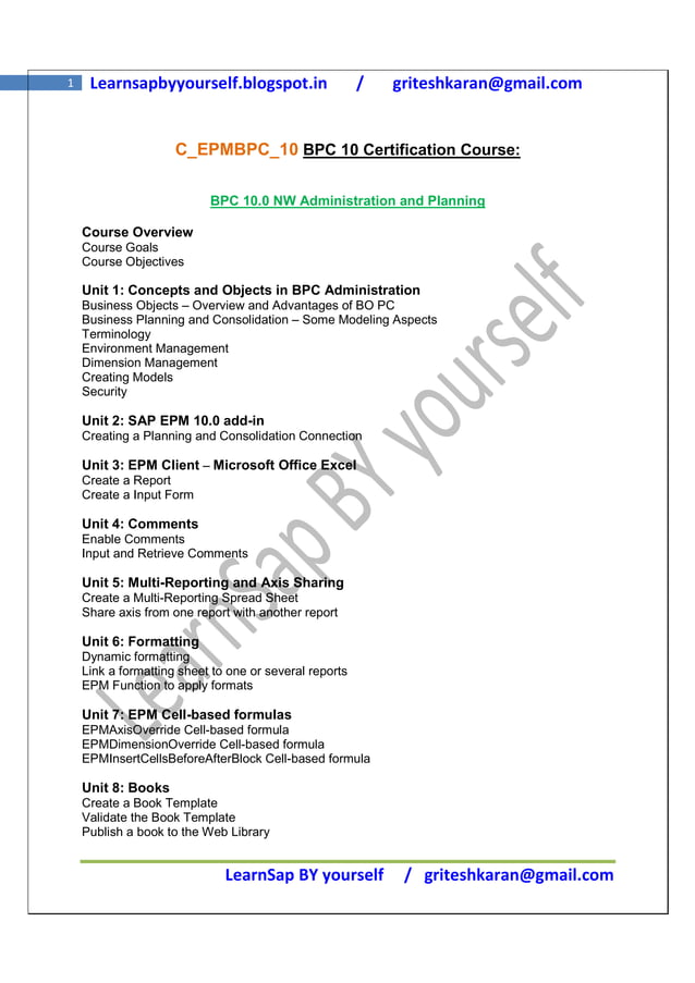 C_EPMBPC_10 BPC 10 Certification | PDF