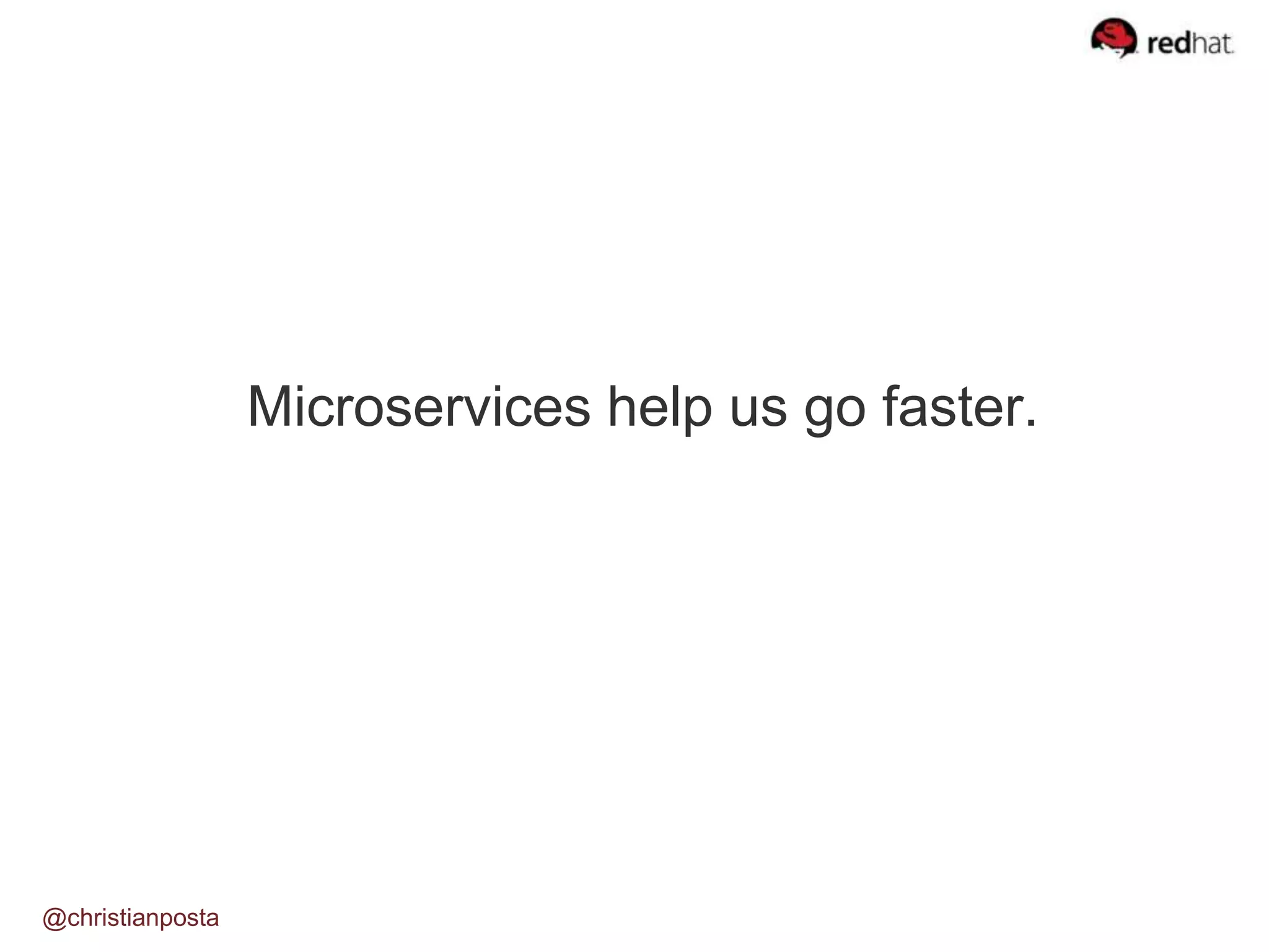 Microservices help us go faster.
@christianposta
 
