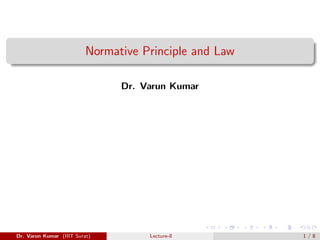 Normative Principle and Law
Dr. Varun Kumar
Dr. Varun Kumar (IIIT Surat) Lecture-8 1 / 8
 