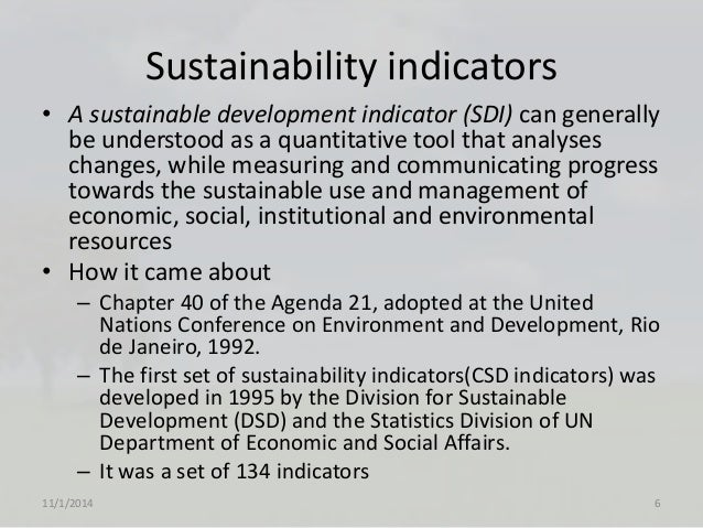 sustainability indicators of sustainable
