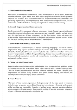 Women empowerment and education Project Report | PDF