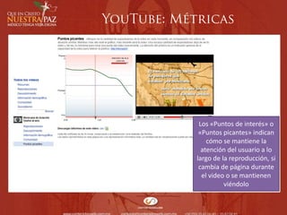 YouTube:Métricas<br />Puedes ver las estadísticas de cada video para saber cuándo y dónde ha sido visto<br />