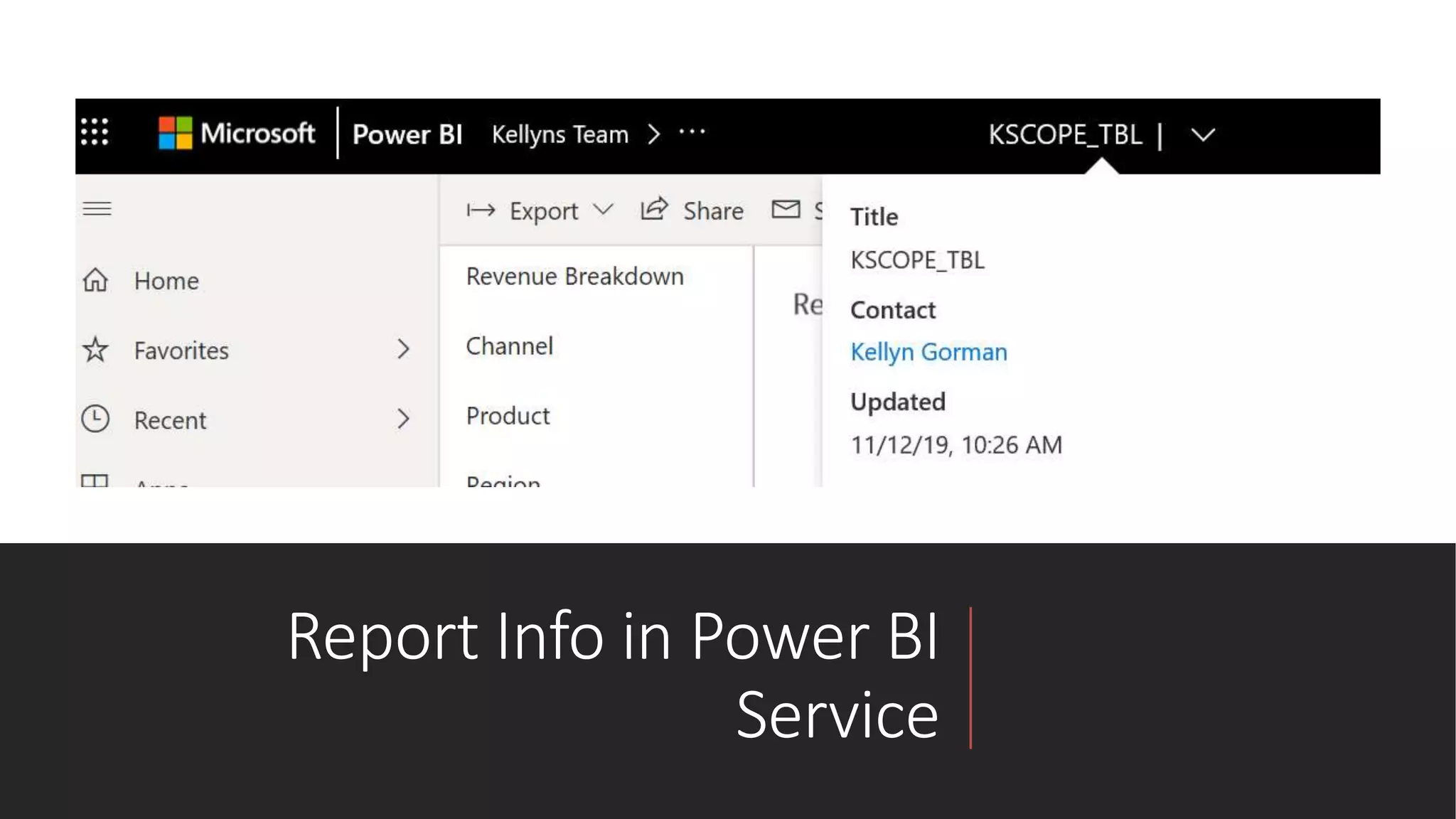 Report Info in Power BI
Service
 