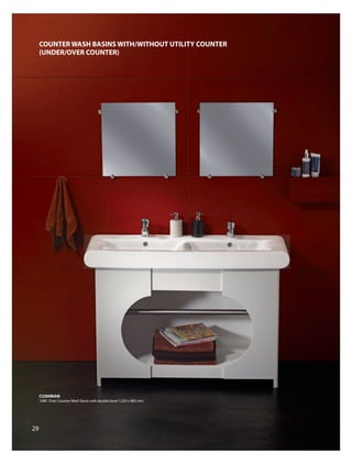 COUNTER WASH BASINS WITH/WITHOUT UTILITY COUNTER
     (UNDER/OVER COUNTER)




     CUSHMAN
     1080 Over Counter Wash Basin with double bowl 1220 x 485 mm




29
 