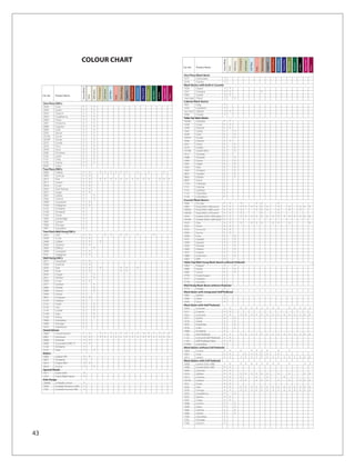 COLOUR CHART




                                                                                                                                                                                                                                                                                                                                                                       Bahama Beige



                                                                                                                                                                                                                                                                                                                                                                                                 Almond Brown
                                                                                                                                                                                                                                                                                                                           Champagne
                                                                                                                                                                                                                                                                                         Snow White




                                                                                                                                                                                                                                                                                                                                                                                                                                Neptune Blue
                                                                                                                                                                                                                                                                                                                                                                                                                Sorrento Blue




                                                                                                                                                                                                                                                                                                                                                                                                                                                                                     Magenta Red
                                                                                                                                                                                                                                                                                                                                       Soft Green




                                                                                                                                                                                                                                                                                                                                                                                                                                               Olive Green
                                                                                                                                                                                                                                                                                                              Soft Ivory




                                                                                                                                                                                                                                                                                                                                                                                      Sapphire
                                                                                                                                                                                                                                                                                                                                                    Soft Blue




                                                                                                                                                                                                                                                                                                                                                                                                                                                             Sea Green

                                                                                                                                                                                                                                                                                                                                                                                                                                                                         Jet Black



                                                                                                                                                                                                                                                                                                                                                                                                                                                                                                   Cherry
                                                                                                                                                                                                                                                                                                      Ivory
                                                                                                                                                                                                                                                          Cat. No.   Product Name




                                                                                                                                                                                                                                                                                                                                                                Pink
                                                                                                                                                                                                                                                          One Piece Wash Basin
                                                                                                                                                                                                                                                          1077       Cherookee              Y
                                                                                                                                                                                                                                                          1078       Charles                Y
                                                                                                                                                                                                                                                          Wash Basins with built in Counter




                                                                                                                     Bahama Beige



                                                                                                                                               Almond Brown
                                                                         Champagne
                                                                                                                                                                                                                                                          1026       Ceaser                 Y Y
                                       Snow White




                                                                                                                                                                              Neptune Blue
                                                                                                                                                              Sorrento Blue




                                                                                                                                                                                                                                   Magenta Red
                                                                                     Soft Green




                                                                                                                                                                                             Olive Green
                                                            Soft Ivory




                                                                                                                                    Sapphire
                                                                                                  Soft Blue
                                                                                                                                                                                                                                                          1031       Cologne                Y Y                                                                        Y




                                                                                                                                                                                                           Sea Green

                                                                                                                                                                                                                       Jet Black



                                                                                                                                                                                                                                                 Cherry
                                                                                                                                                                                                                                                          1063       Corren                 Y Y
                                                    Ivory

     Cat. No.   Product Name




                                                                                                              Pink
                                                                                                                                                                                                                                                          1068/1068A Cheryl                 Y      Y
                                                                                                                                                                                                                                                          Cabinet Wash Basins
     One Piece EWCs                                                                                                                                                                                                                                       1052       Craig                  Y
     2026      Ciara                    Y                    Y                                                                                                                                                                                            1054       Crawford               Y
     2042      Carter                   Y                    Y                                                                                                                                                                                            1067/1067A Cabinet                Y Y
     2043      Clayton                  Y                    Y                                                                                                                                                                                            1096       Crosby                 Y
     2053      Casablanca               Y                    Y                                                                                                                                                                                            Table Top Wash Basins
     2063      Cristy                   Y                    Y                                                                                                                                                                                            1024A      Countess              Y   Y
     2067      Charisma                 Y                    Y                                                                                                                                                                                            1038       Cruse                 Y   Y
     2068      Capstan                  Y                    Y                                                                                                                                                                                            1040       Cherub                Y   Y
     2069      Codi                     Y                    Y                                                                                                                                                                                            1043       Calida                Y       Y
     2070      Clover                   Y                    Y                                                                                                                                                                                            1044       Crest                 Y       Y
     2070A     Clover                   Y                    Y                                                                                                                                                                                            1045A      Coupe                 Y       Y
     2070P     Clover                   Y                    Y                                                                                                                                                                                            1046       Cloister              Y   Y
     2075      Comfy                    Y                    Y                                                                                                                                                                                            1051       Chest                 Y       Y
     2076      Clive                    Y                    Y                                                                                                                                                                                            1070       Casket                Y       Y
     2078      Coco                     Y                    Y                                                                                                                                                                                            1070B      Casket Mini           Y       Y
     2095      Christina                Y                    Y                                                                                                                                                                                            1072       Conway                Y
     3130      Cartel                   Y                    Y                                                                                                                                                                                            1088       Chavela               Y       Y
     3131      Coby                     Y                    Y                                                                                                                                                                                            1089       Cliona                Y       Y
     3135      Carma                    Y                    Y                                                                                                                                                                                            1091       Callan                Y       Y
     6000      Cyber                    Y                                                                                                                                                                                                                 1092       Cala                  Y       Y
     Two Piece EWCs                                                                                                                                                                                                                                       1093       Cholena               Y       Y
     2004      Calibre                  Y             Y                      Y        Y              Y        Y      Y               Y                          Y                                Y                                 Y                      2801       Cayden                Y       Y
     2009      Carnival                 Y             Y                                                                                                                                                                                                   2802       Charlie               Y       Y
     2015      Clair                    Y             Y                      Y        Y              Y        Y      Y               Y            Y             Y                 Y              Y                       Y         Y             Y        2805       Canal                 Y
     2017      Casino                   Y             Y                                                                                                                                                                                                   7750       Coleman               Y
     2018      Cruse                    Y             Y                                                                                                                                                                                                   7751       Colonia               Y
     2025      Clair Deluxe             Y             Y                                                                                                                                                                                                   7752       Catalina              Y
     2027      Cargo                    Y             Y                                                                                                                                                                                                   7753       Columbia              Y
     2047      Calista                  Y                    Y                                                                                                                                                                                            7754       Columbus              Y
     2050      Calvina                  Y                    Y                                                                                                                                                                                            Counter Wash Basins
     2098      Campbell                 Y             Y                                                                                                                                                                                                   1004       Circular              Y   Y      Y                                                         Y      Y                                         Y
     3100      Callaghan                Y             Y                                                                                                                                                                                                   1005       Oval (550 x 400 mm)   Y   Y      Y Y                                             Y         Y      Y              Y                          Y                                Y                       Y          Y             Y
     3125      Cimberly                 Y                                                                                                                                                                                                                 1005A      Oval (550 x 460 mm)   Y   Y      Y                                                         Y      Y              Y                          Y                                Y                       Y
     3128      Cimberly                 Y                                                                                                                                                                                                                 1005D      Oval (450 x 350 mm)   Y   Y      Y                                                                Y                                         Y
     3140      Chase                    Y                                                                                                                                                                                                                 1016       Comet (570 x 450 mm) Y    Y      Y Y                                             Y         Y      Y              Y            Y             Y                 Y              Y           Y           Y          Y             Y
     7003      Cambridge                Y                                                                                                                                                                                                                 1016A      Comet (450 x 380 mm) Y    Y
     7005      Canton                   Y                                                                                                                                                                                                                 1023       Clair                 Y   Y      Y                                               Y         Y      Y                           Y             Y                                Y                                                Y
     7006      Chicago                  Y                                                                                                                                                                                                                 1027       Circle                Y   Y
     7007      Columbia                 Y                                                                                                                                                                                                                 1032       Concord               Y   Y
     Two Piece Wall Hung EWCs                                                                                                                                                                                                                             1034       Camry                 Y   Y
     2035      Clair                    Y             Y                               Y              Y               Y               Y                          Y                                            Y                                            1056       Cara                  Y       Y
     2038      Cruse                    Y             Y                                                                                                                                                                                                   1057       Candid                 Y      Y
     2044      Calibre                  Y             Y                      Y                                                                                                                                                                            1058       Carmel                 Y      Y
     2049      Caroline                 Y             Y                                                                                                                                                                                                   1059       Chester                Y      Y
     2083      Cliffton                 Y                    Y                                                                                                                                                                                            1062       Celene                 Y      Y
     2099      Campbell                 Y             Y                                                                                                                                                                                                   1073       Coyota                 Y      Y
     3101      Callaghan                Y             Y                                                                                                                                                                                                   1080       Cushman                Y      Y
     Wall Hung EWCs                                                                                                                                                                                                                                       1087       Cliff                  Y
     2011      Campbell                 Y             Y                                                                                                                                                                                                   Table Top/Wall Hung Wash Basins without Pedestal
     2030      Carnival                 Y             Y                                                                                                                                                                                                   1083       Chason                 Y      Y
     2033      Clair                    Y             Y                      Y                                       Y               Y                          Y                                                                                         1084       Cardis                Y       Y
     2036      Carat                    Y             Y                                                              Y               Y                                                                                                                    1085       Cassio                Y       Y
     2045      Coupe                    Y                    Y                                                                                                                                                                                            7776       Copenhagen             Y
     2057      Cheree                   Y                    Y                                                                                                                                                                                            7777       Corazon                Y
     2058      Cruse                    Y             Y                                                                                                                                                                                                   7778       Cornelio               Y
     2077      Carmen                   Y                    Y                                                                                                                                                                                            Wall Hung Wash Basin without Pedestal
     2085      Croma                    Y                    Y                                                                                                                                                                                            7775       Congo                  Y
     2086      Cameo                    Y                    Y                                                                                                                                                                                            Wash Basin with Integrated Half Pedestal
     2094      Canoe                    Y                                                                                                                                                                                                                 1081       Campi                  Y
     2837      Compact                  Y             Y                                                                                                                                                                                                   1094       Claus                  Y
     3129      Cadrian                  Y                                                                                                                                                                                                                 1095       Cisco                  Y
     3132      Creek                    Y                    Y                                                                                                                                                                                            Wash Basin with Half Pedestal
     3133      Cori                     Y                    Y                                                                                                                                                                                            1003       Counsel                Y Y       Y Y                                             Y         Y      Y              Y            Y             Y                                Y           Y           Y          Y             Y
     3134      Corbet                   Y                    Y                                                                                                                                                                                            1011       Cognac                 Y Y
     3138      Cato                     Y                    Y                                                                                                                                                                                            1022       Concord                Y Y       Y Y                                             Y         Y      Y              Y            Y             Y                 Y              Y           Y           Y          Y             Y
     3139      Chevy                    Y                    Y                                                                                                                                                                                            1071       Cyress                 Y      Y
     7008      Columbia                 Y                                                                                                                                                                                                                 1074       Cedar                  Y      Y
     7009      Chicago                  Y                                                                                                                                                                                                                 1075       Charlotte              Y      Y
     7010      Claremont                Y                                                                                                                                                                                                                 1076       Colin                  Y      Y
     Stand Alones                                                                                                                                                                                                                                         1086       Cimberly               Y
     2008      Conventional             Y             Y                      Y        Y              Y        Y      Y              Y             Y             Y                 Y              Y           Y           Y         Y             Y        1102       Half Pedestal          Y Y       Y Y                                             Y         Y      Y              Y            Y             Y                 Y              Y           Y           Y          Y             Y
     2061      Universal                Y             Y                      Y        Y              Y        Y      Y              Y             Y             Y                 Y              Y           Y           Y         Y             Y        1122       Concord Half Pedestal Y Y
     2080      Camelia                  Y             Y                                                                                                                                                                                                   1103       Half Pedestal New      Y Y
     2836      Concealed EWC ‘S’        Y             Y                                                                                                                                                                                                   7704A      Columbia               Y
     3126      Cimberly                 Y                                                                                                                                                                                                                 Wash Basins without Full Pedestal
     3137      Cato                     Y                    Y                                                                                                                                                                                            1006       Corner                 Y Y       Y                                               Y         Y      Y              Y                          Y                                Y
     Bidets                                                                                                                                                                                                                                               1007       Cosy                   Y Y            Y                                          Y         Y      Y              Y                          Y
     3004      Calibre FM                 Y           Y                                                                                                                                                                                                   1012       Canon                  Y Y       Y Y                                             Y         Y      Y              Y            Y             Y                 Y              Y           Y           Y          Y             Y
     3007      Cimberly                   Y                                                                                                                                                                                                               Wash Basins with Full Pedestal
     3014      Calibre WH                 Y           Y                                                                                                                                                                                                   1008       Cornet 550 x 400       Y Y       Y Y                                             Y         Y      Y              Y            Y             Y                                Y                                  Y             Y
     3016      Croma                      Y                  Y                                                                                                                                                                                            1008       Cornet 630 x 450       Y Y
     Special Needs                                                                                                                                                                                                                                        1009       Carnival               Y Y
     7011      Crane EWC                  Y                                                                                                                                                                                                               1014       Calibre                Y Y       Y Y                                             Y         Y      Y              Y                          Y                                Y                                  Y             Y
     7707      Crane Wash Basin           Y                                                                                                                                                                                                               1015       Crowne                 Y Y       Y                                                         Y                     Y                                            Y
     Kids Range                                                                                                                                                                                                                                           1019A      Celeste                Y Y       Y Y                                                       Y      Y              Y                          Y                                Y                       Y          Y             Y
     2066B     Cindrella Junior           Y                                                                                                                                                                                                               1021       Cruse                  Y Y
     7000      Cindrella Premium EWC      Y                                                                                                                                                                                                               1025       Clair                  Y Y       Y Y                                             Y         Y      Y              Y            Y             Y                 Y              Y           Y           Y          Y             Y
     7700       Cindrella Premium WB      Y                                                                                                                                                                                                               1028       Canopy                 Y Y       Y Y                                             Y         Y      Y              Y            Y             Y                 Y              Y           Y           Y          Y             Y
                                                                                                                                                                                                                                                          1033       Casablanca             Y      Y
                                                                                                                                                                                                                                                          1037       Casino                 Y Y
                                                                                                                                                                                                                                                          1047       Cargo                  Y Y
                                                                                                                                                                                                                                                          1048       Cosmo                  Y      Y
                                                                                                                                                                                                                                                          1049       Caren                  Y      Y
                                                                                                                                                                                                                                                          1064       Calvina                Y      Y
                                                                                                                                                                                                                                                          1066       Calista                Y      Y
                                                                                                                                                                                                                                                          7704       Columbia               Y
                                                                                                                                                                                                                                                          7705       Chicago                Y
                                                                                                                                                                                                                                                          7706       Canton                 Y



43
 