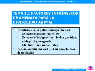 TEMA 12. FACTORES INTRÍNSECOS DE AMENAZA PARA LA DIVERSIDAD ANIMAL ,[object Object],[object Object],[object Object],[object Object],[object Object]