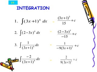 INTEGRATION   F5  = = = = 