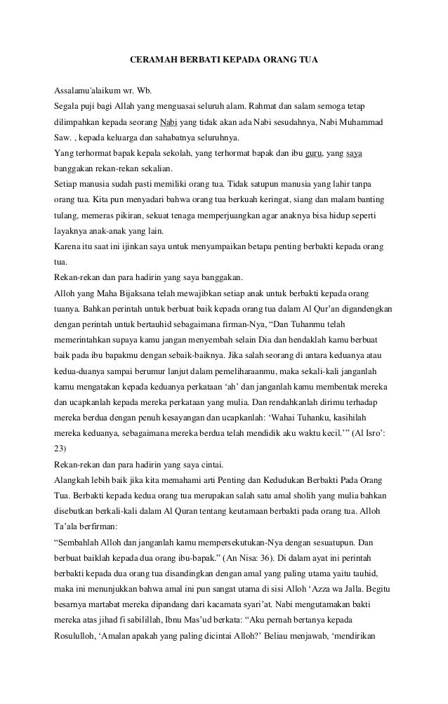Ceramah Berbati Kepada Orang Tua