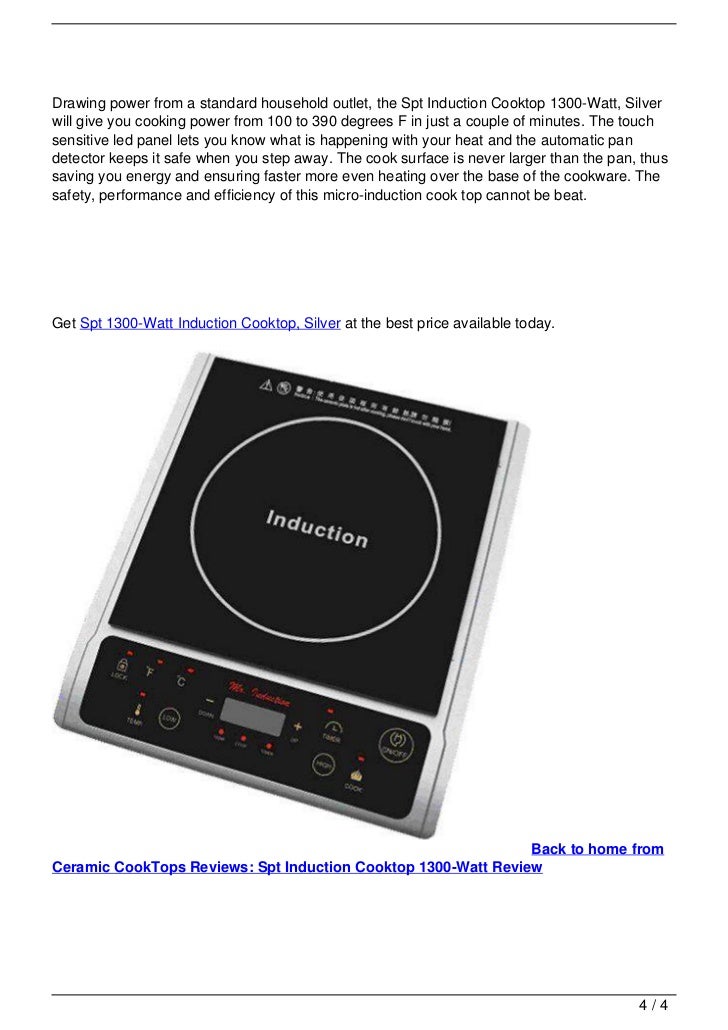 Ceramic CookTops Reviews Spt Induction Cooktop 1300Watt Review