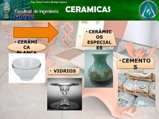 • CERÁMI
CA
BLANCA
• VIDRIOS
• CERÁMIC
OS
ESPECIAL
ES
• CEMENTO
S
 