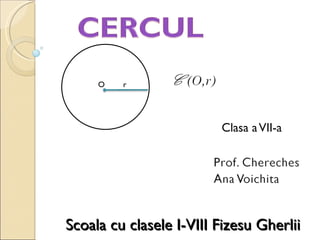 Scoala cu clasele I-VIII Fizesu Gherlii Clasa a VII-a r O 