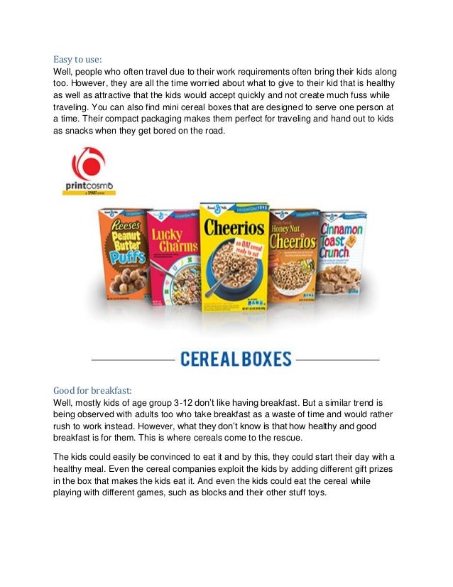 Custom Cereal Boxes Packaging Printed Wholesale Suppliers