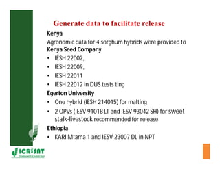 Cereal breeding in ESA- Henry Ojulong, Eric Manyasa, Sam Njoroge, NARS partners