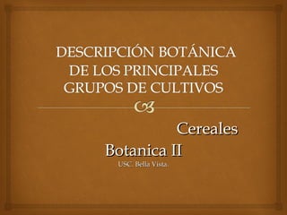 CerealesCereales
Botanica IIBotanica II
USC. Bella Vista.USC. Bella Vista.
 
