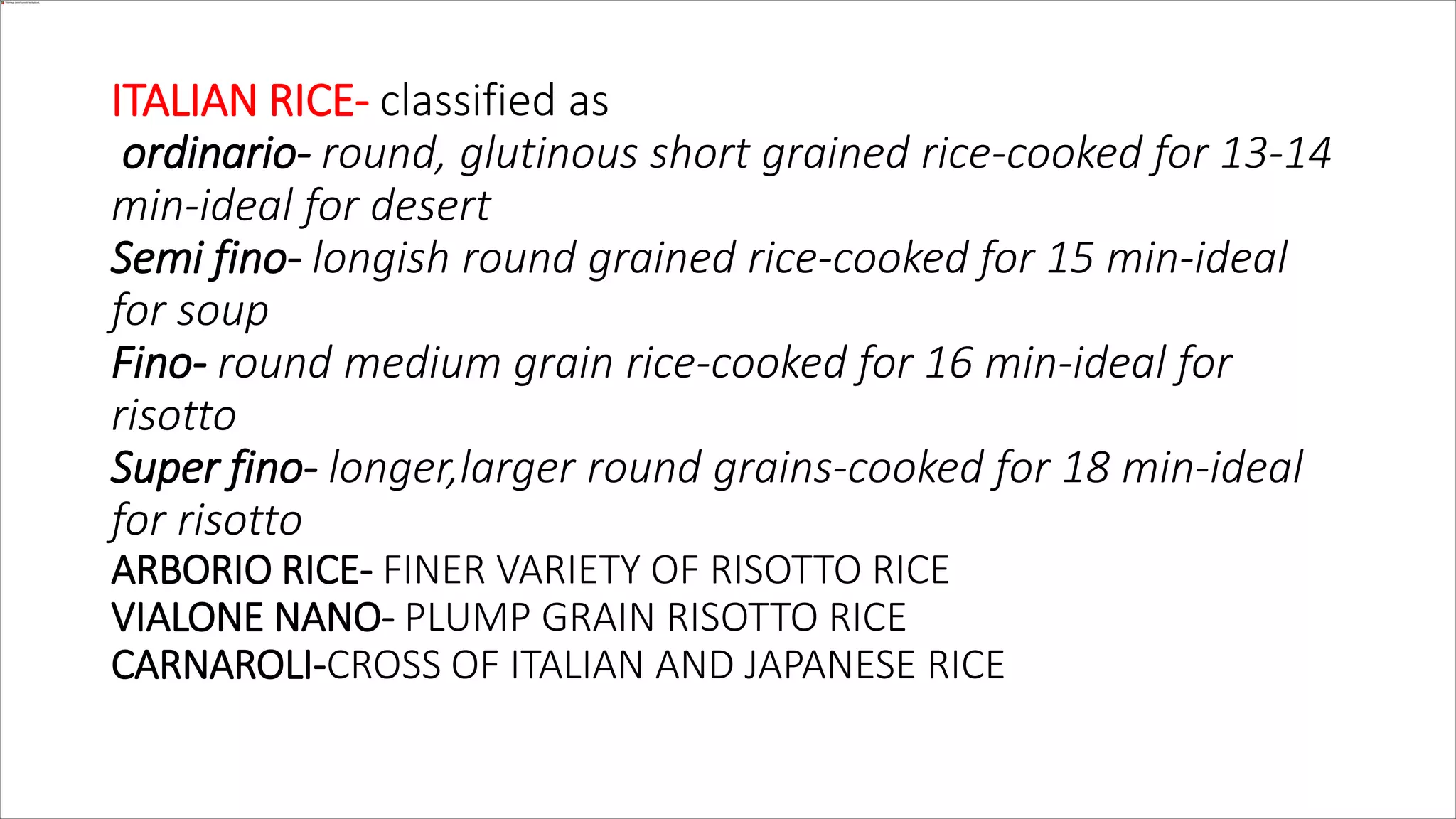 Risotto Rice Classification Cereals,pulses and rice | PPTX