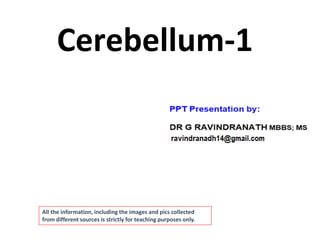 Cerebellum-1
All the information, including the images and pics collected
from different sources is strictly for teaching purposes only.
 