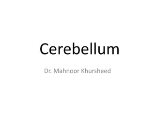 Cerebellum
Dr. Mahnoor Khursheed
 