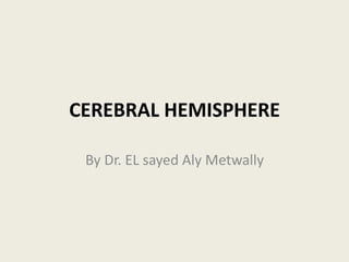 CEREBRAL HEMISPHERE
By Dr. EL sayed Aly Metwally
 