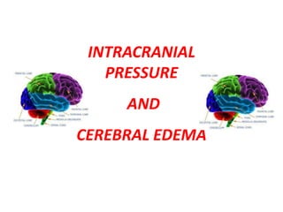 INTRACRANIAL
   PRESSURE
     AND
CEREBRAL EDEMA
 