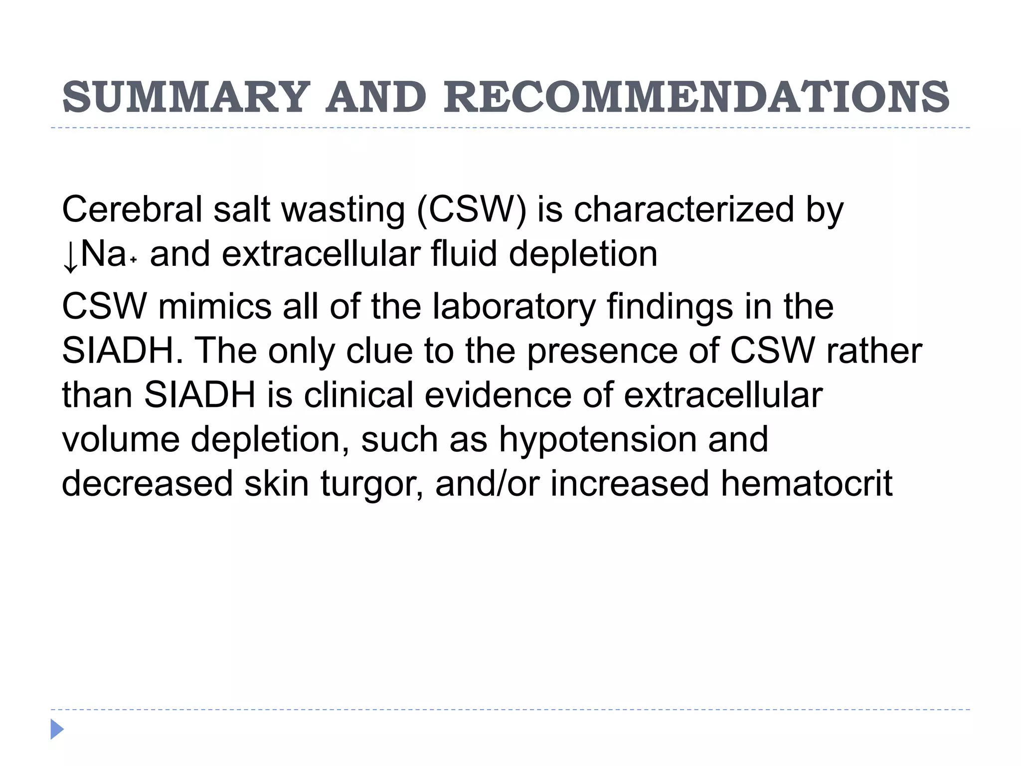 Cerebral salt wasting syndrome | PPTX