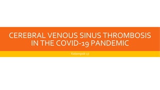 CEREBRAL VENOUS SINUS THROMBOSIS
IN THE COVID-19 PANDEMIC
Kelompok 17
 