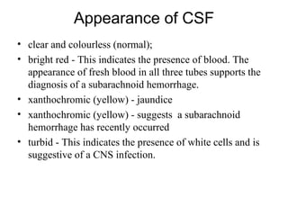 Yellow Csf Color Cerebrospinalfluid RAJIV BOORA | PPT