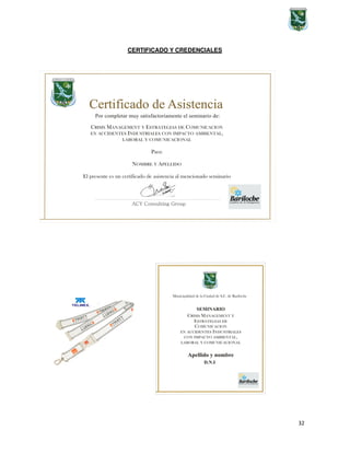 32
CERTIFICADO Y CREDENCIALES
 