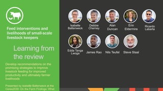 Feed interventions and livelihoods of small-scale livestock keepers: Learning from the review