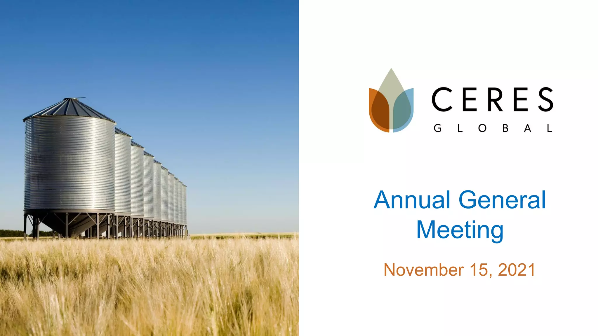 Annual General
Meeting
November 15, 2021
 