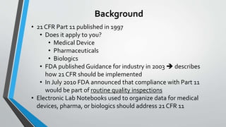 CERF ELN, 21CFR11 Analysis and Compliance Slide 3