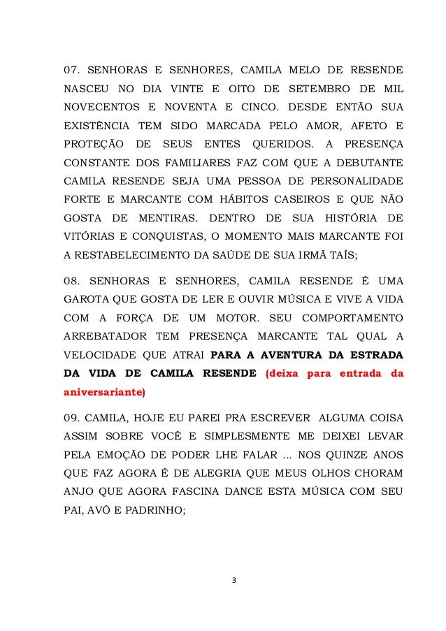 Cerimonial 15 anos camila