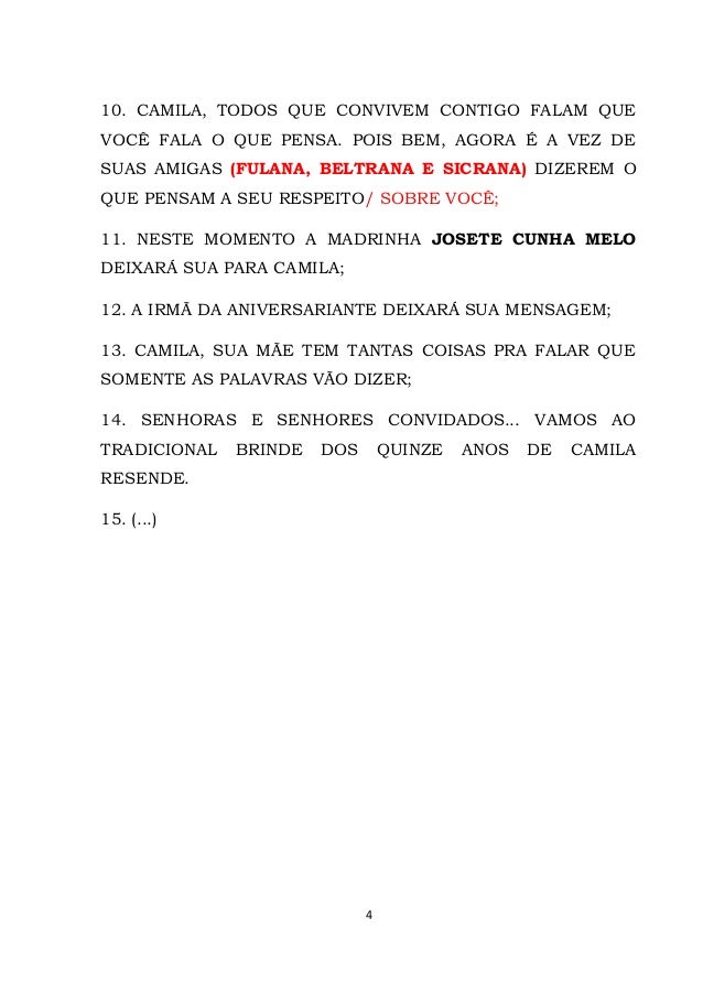 Cerimonial 15 anos camila